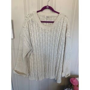UMGEE USA Women's Cream Cable Knit‎ Sweater Oversized 1XL